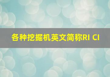 各种挖掘机英文简称RI CI